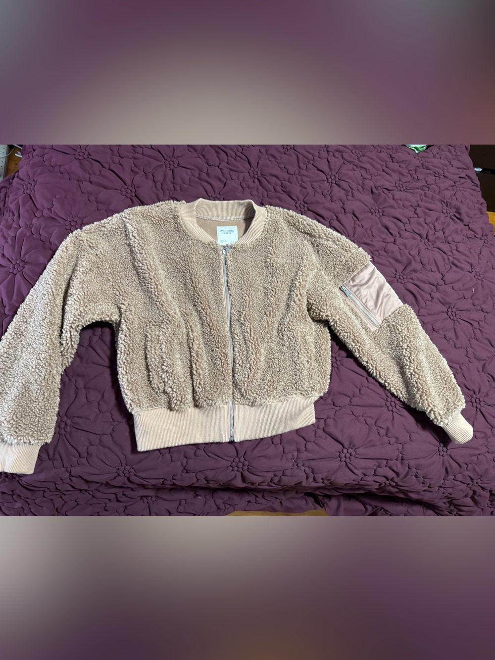 Abercrombie & Fitch Beige Sherpa Puffer Jacket for Kids